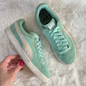 Puma Women's Mint Green Suede Sneakers